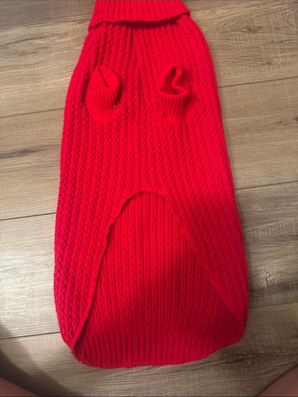 Dog Sweater Red Cable-Knit